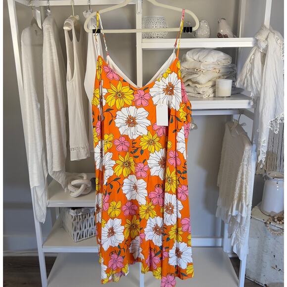 Emily Wonder Dresses & Skirts - Emily Wonder plus sz. 3X orange pink white floral asymmetrical midi dress #2291